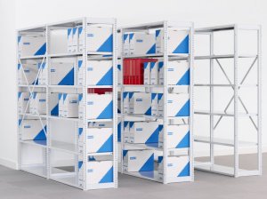 Büroregalsystem zur Hängeregisterlagerung und Aktenlagerung