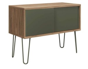 schönes Bürosideboard mit Schiebetüren und Haarnadel-Standfüße aus Stahl