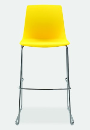 bequemer Barhocker mit gelber Sitzschale