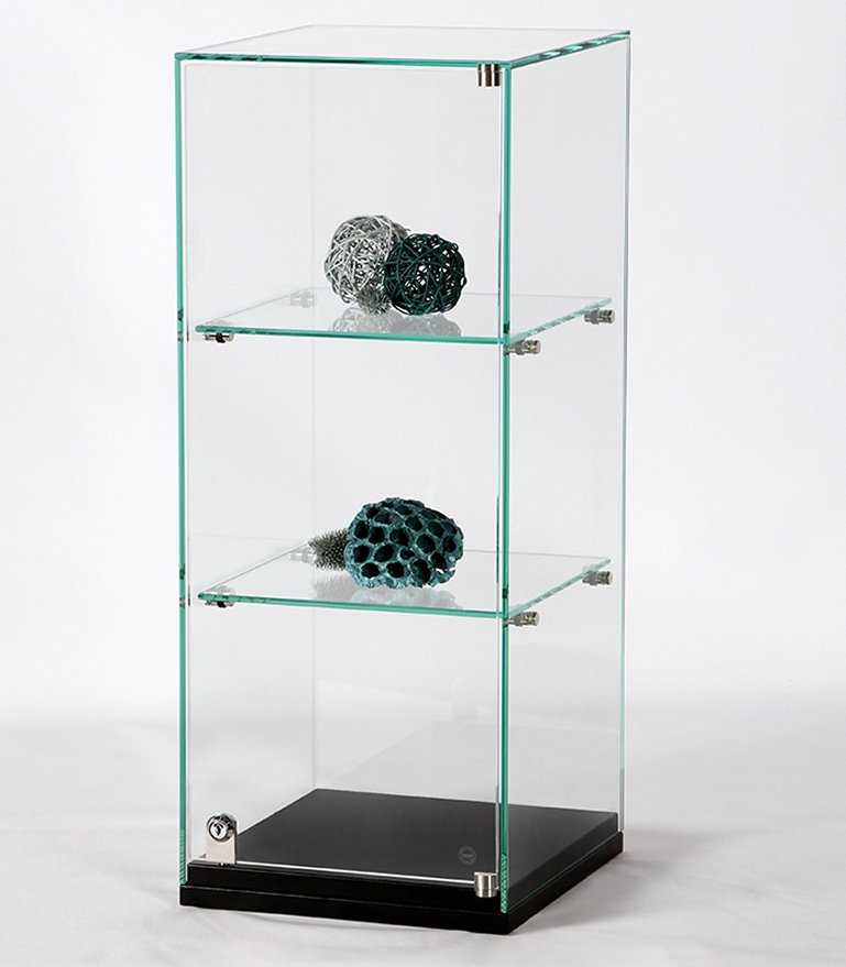 elegante Exponat-Aufsatzvitrine 2 Fachöben Drehtür abschließbar
