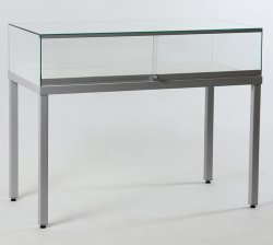hochwertige Tischvitrine abschließbar 4-Bein-Stahlgestell in RAL-Farbe
