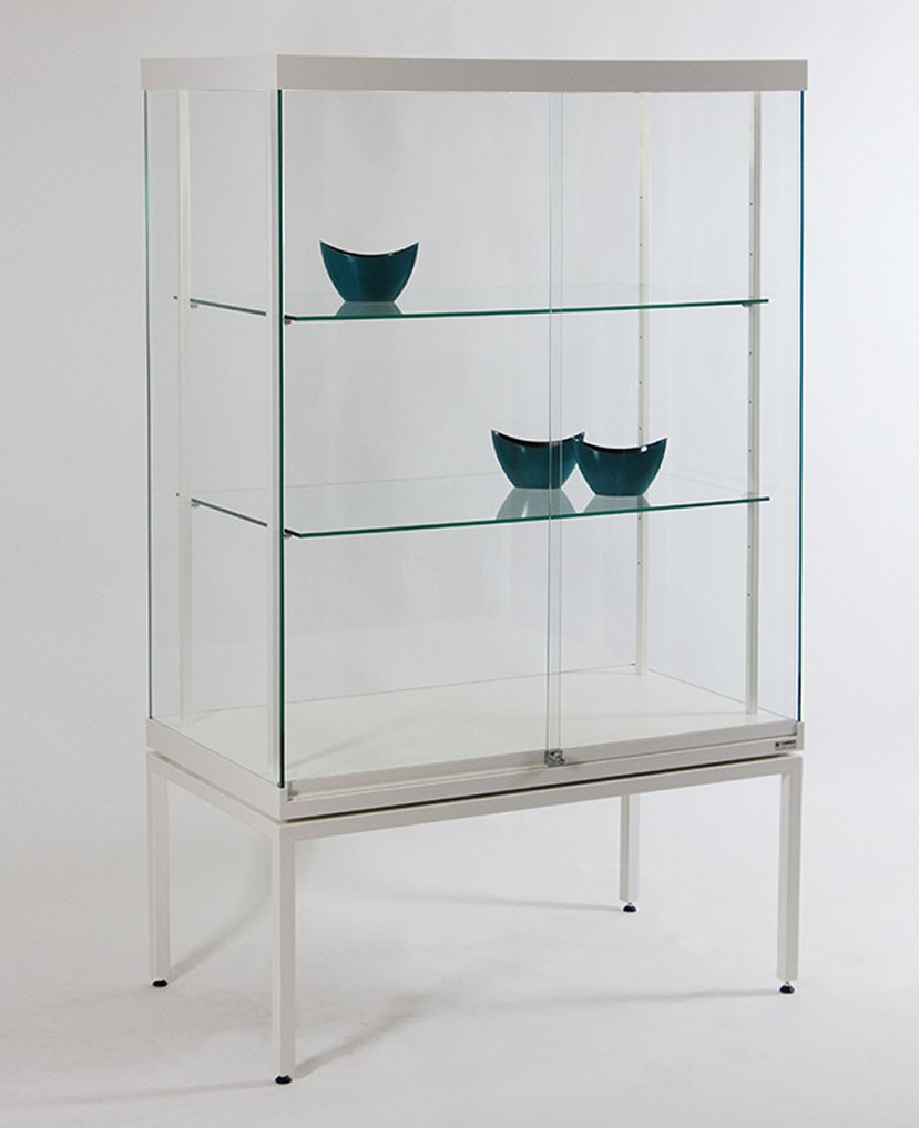 4-Bein-Schrankvitrine robust VSG-Glas Breite x Höhe x Tiefe = 120x195x50 cm stabiles Stahlgestell in RAL-Farbe nach Kundenwunsch