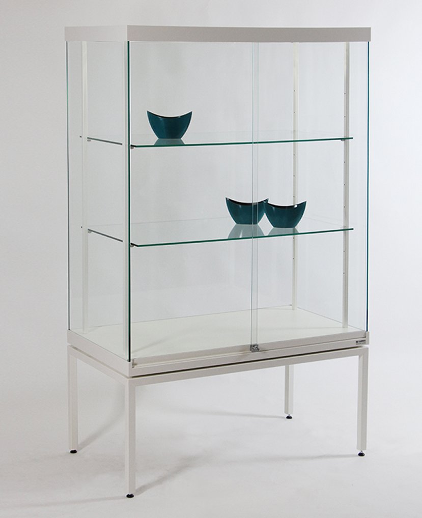 4-Bein-Schrankvitrine robust VSG-Glas Breite x Höhe x Tiefe = 120x195x50 cm stabiles Stahlgestell in RAL-Farbe nach Kundenwunsch