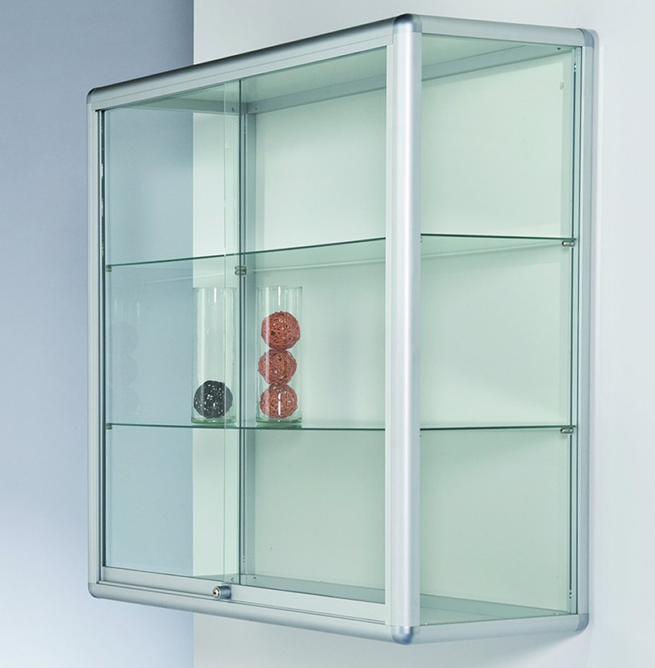 großräumige Wandvitrine Breite x Tiefe x Höhe 130 x 120 x 40 cm