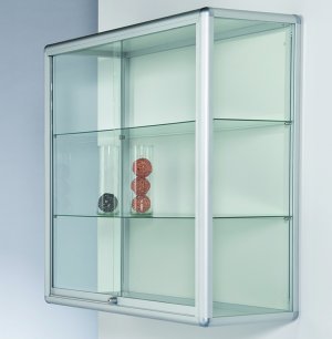großräumige Wandvitrine 130 x 120 x 40 cm