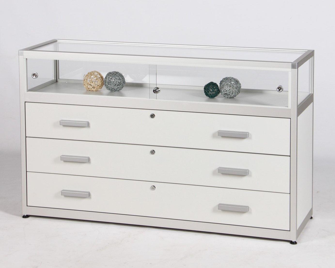 moderne Ladenvitrine abschließbar große Schubladen