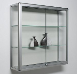 massive Wandvitrine abschließbar höhenverstellbare Fachböden
