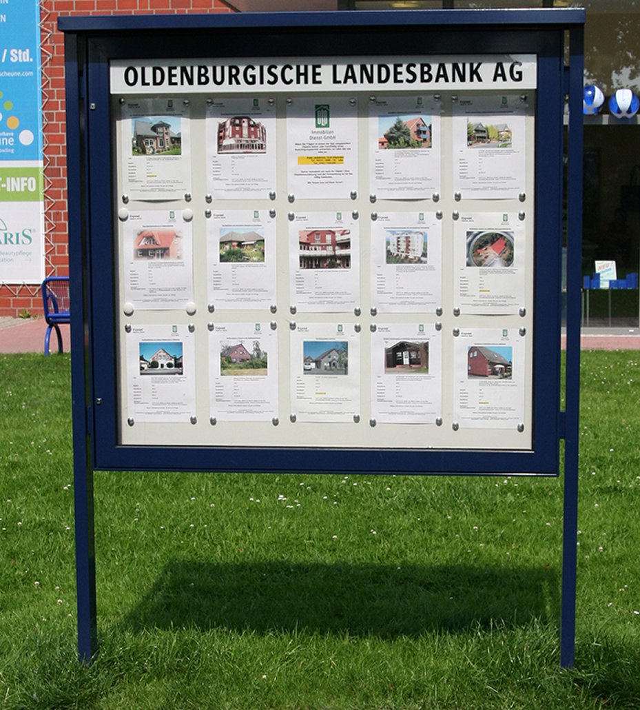 Schaukasten-Stellwand für den Außenbereich Sichtmaß 15 x DIN A4