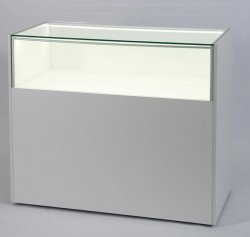 Thekenvitrine mit Auslagen-Auszug und Staufachschrank