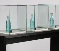 abschließbare Glashauben auf Vitrinentisch