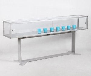 extra breite Metallsockel-Vitrine Vitrinenteil 40 x 40 x 250 cm abschließbar