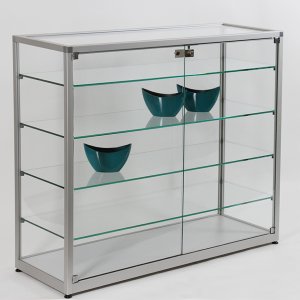 Vollglas-Sideboard Alu-Rahmengestell stabil