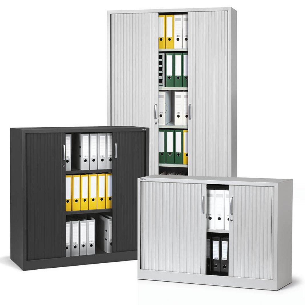 günstiger Büro-Rollladen-Stahlschrank anthrazit