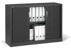 abschließbarer Büro-Rollladenschrank aus massiven Stahl