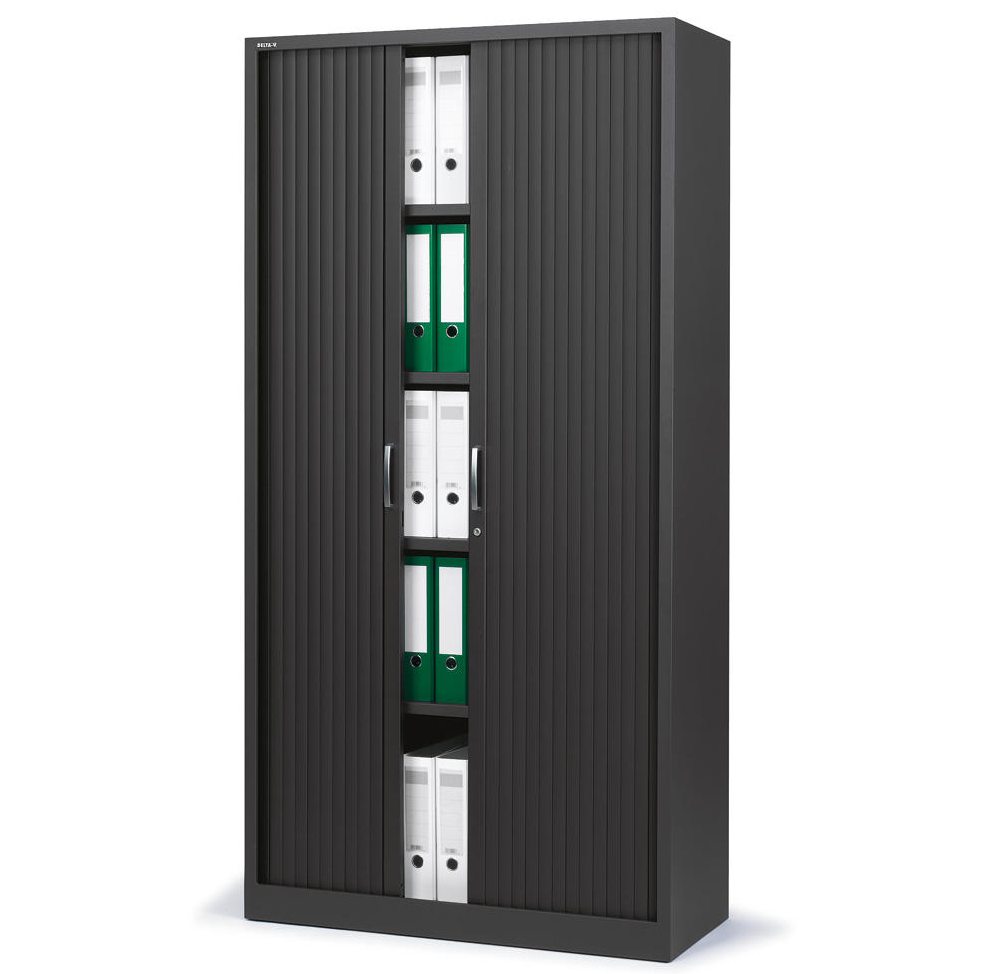 Platzsparender Büro-Rollladenschrank massiv Stahl