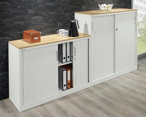 Büro-Stahlschränke mit Rollladen oder Schiebetüren