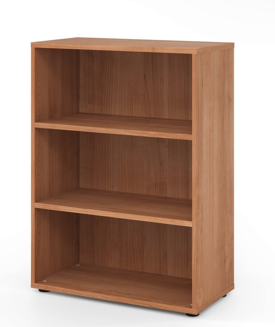 offener Büro-Regalschrank in Nussbaum-Holzdekor werkzeugloser Aufbau