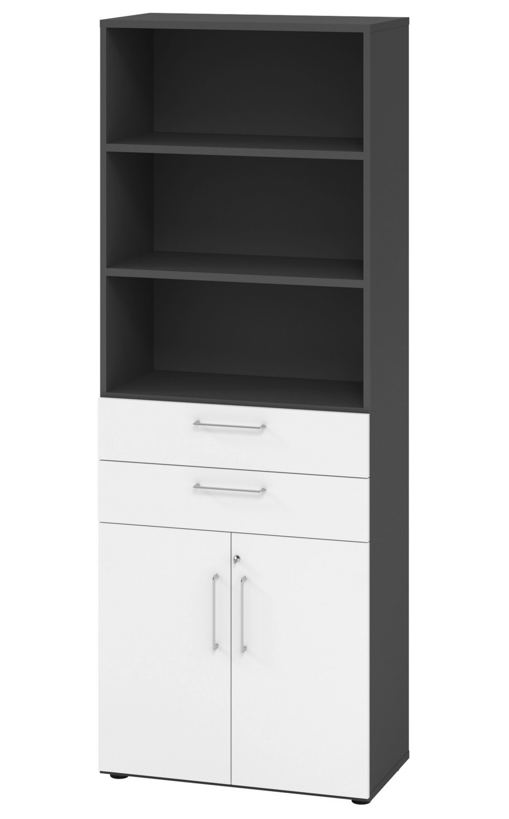 Großer Büroschrank graphit / weiß Höhe = 216 cm leicht aufbaubar