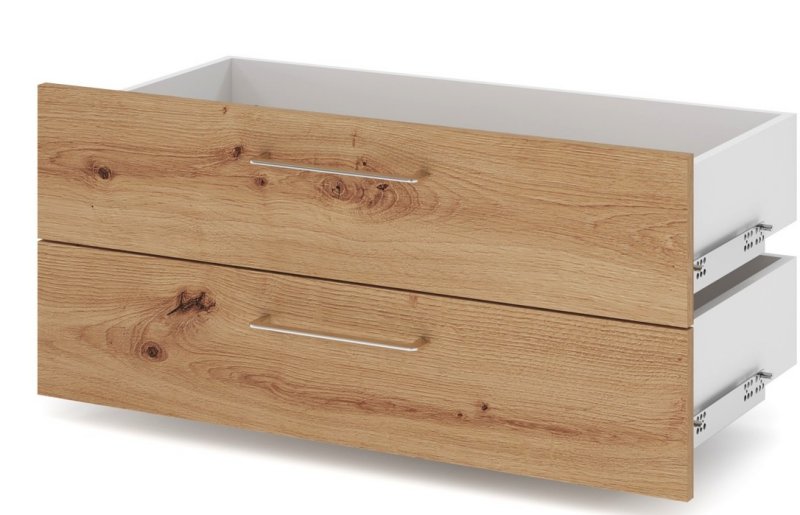 weiße Schrankschubladen Asteiche-Holz