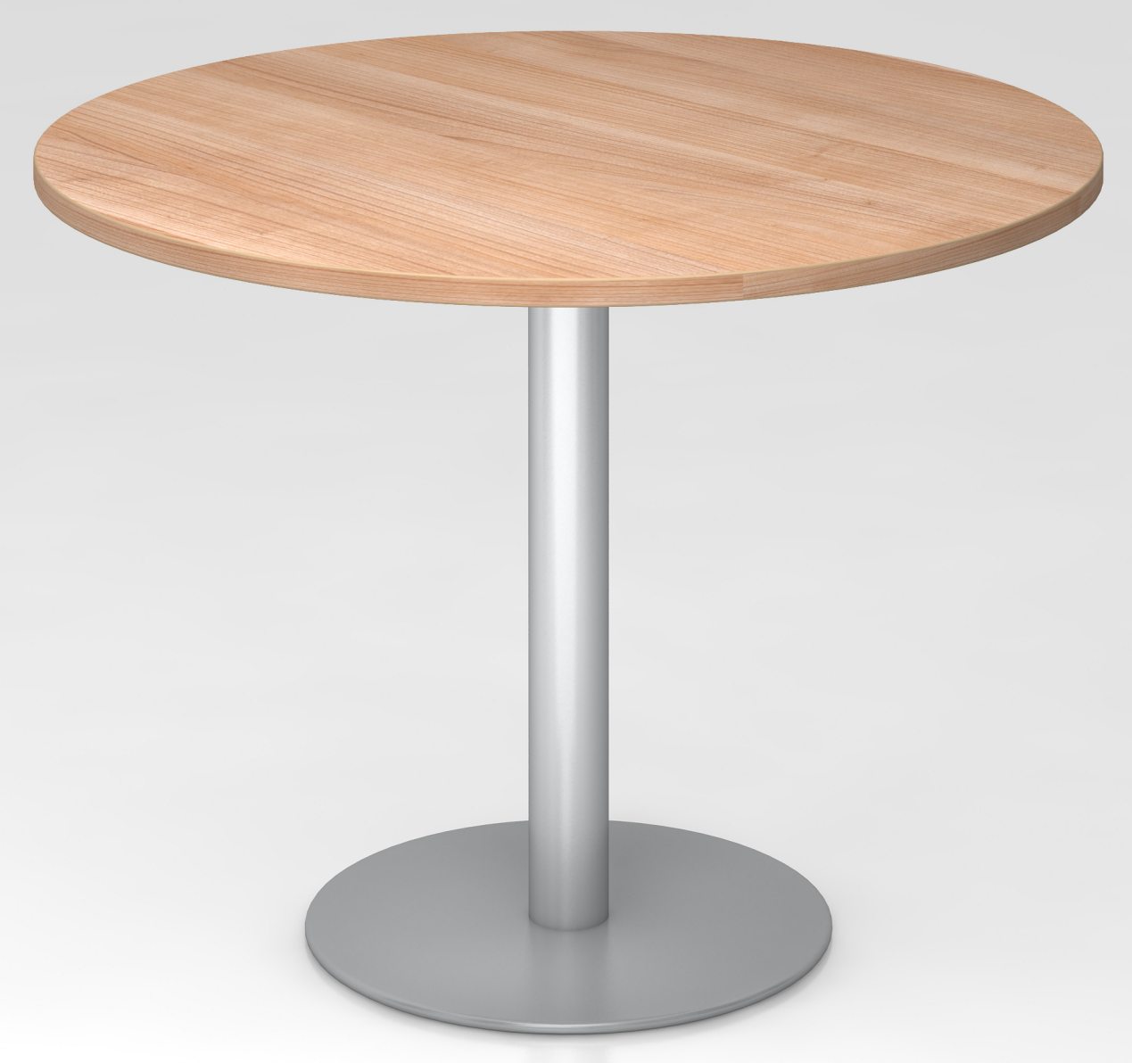 moderner Besprechungszimmer-Bistrotisch runde Tischplatte Durchmesser 100 cm Nussbaum-Holz