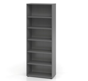 offener, graphitfarbener Büro-Regalschrank in 6 Ordnerhöhe