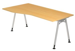 EDV-Schreibtisch Buchen-Dekor-Tischplatte mit Kabelwanne