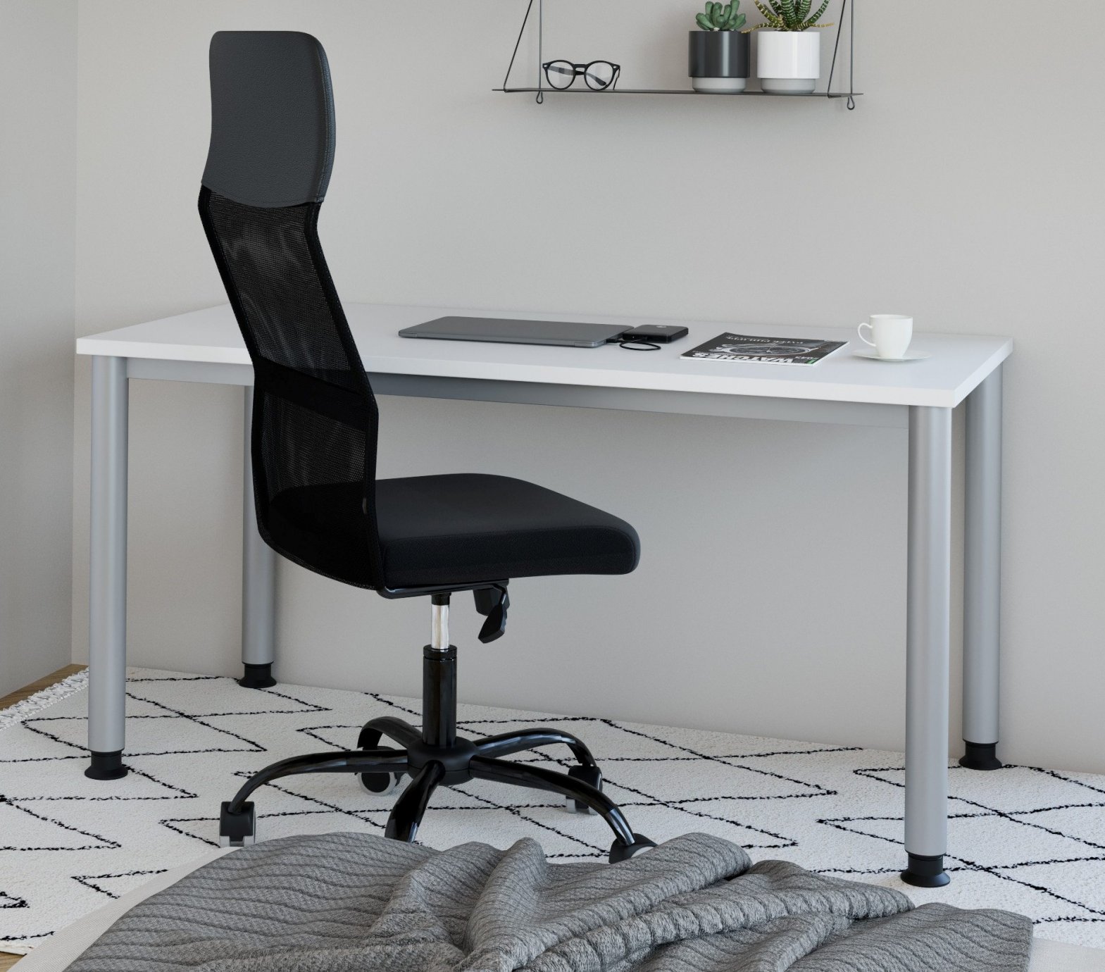 Schreibtisch 140 x 67 cm für das Homeoffice mit platzsparender Tischplatte