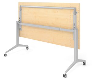 robuster Seminartisch mit Laufrollen, platzsparende Lagerung 