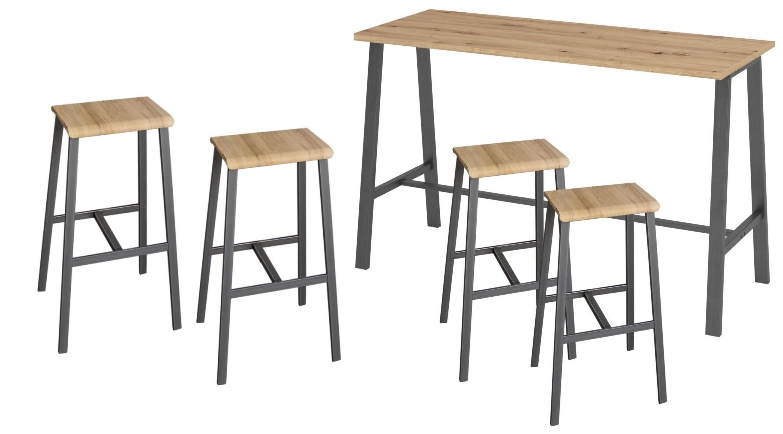 4 klassischen Barhocker und Stehtisch massive preiswert