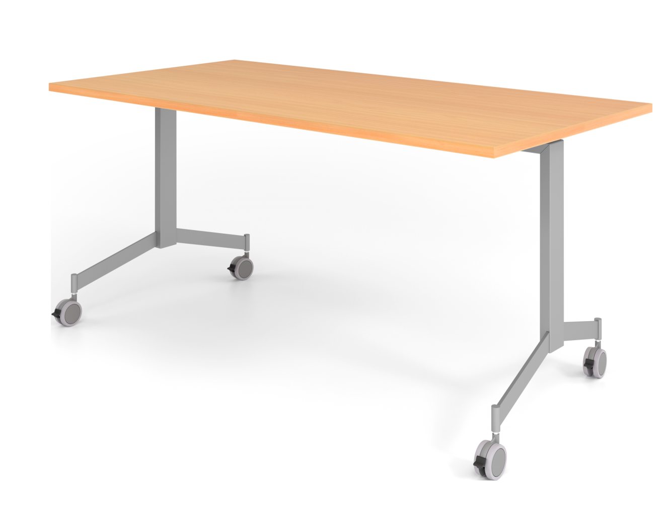 platzsparend lagerbarer Seminar-Schreibtisch 160x80 cm mit Laufrollen