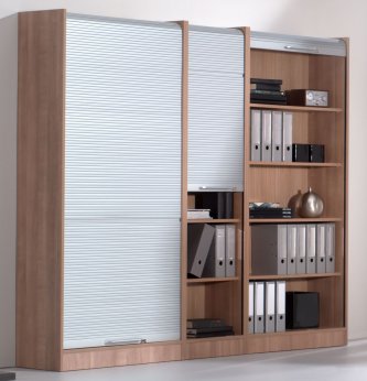 Büroschrankwand (B x H = 230 x 200 cm) mit abschließbaren Rollladenschränke