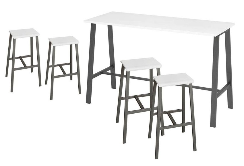 Stehtisch  und 4 klassiche Barhocker preiswert massive Rohstahl