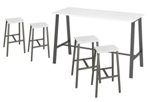 hochwertiger Stehtisch mit 4 klassischen Barhocker