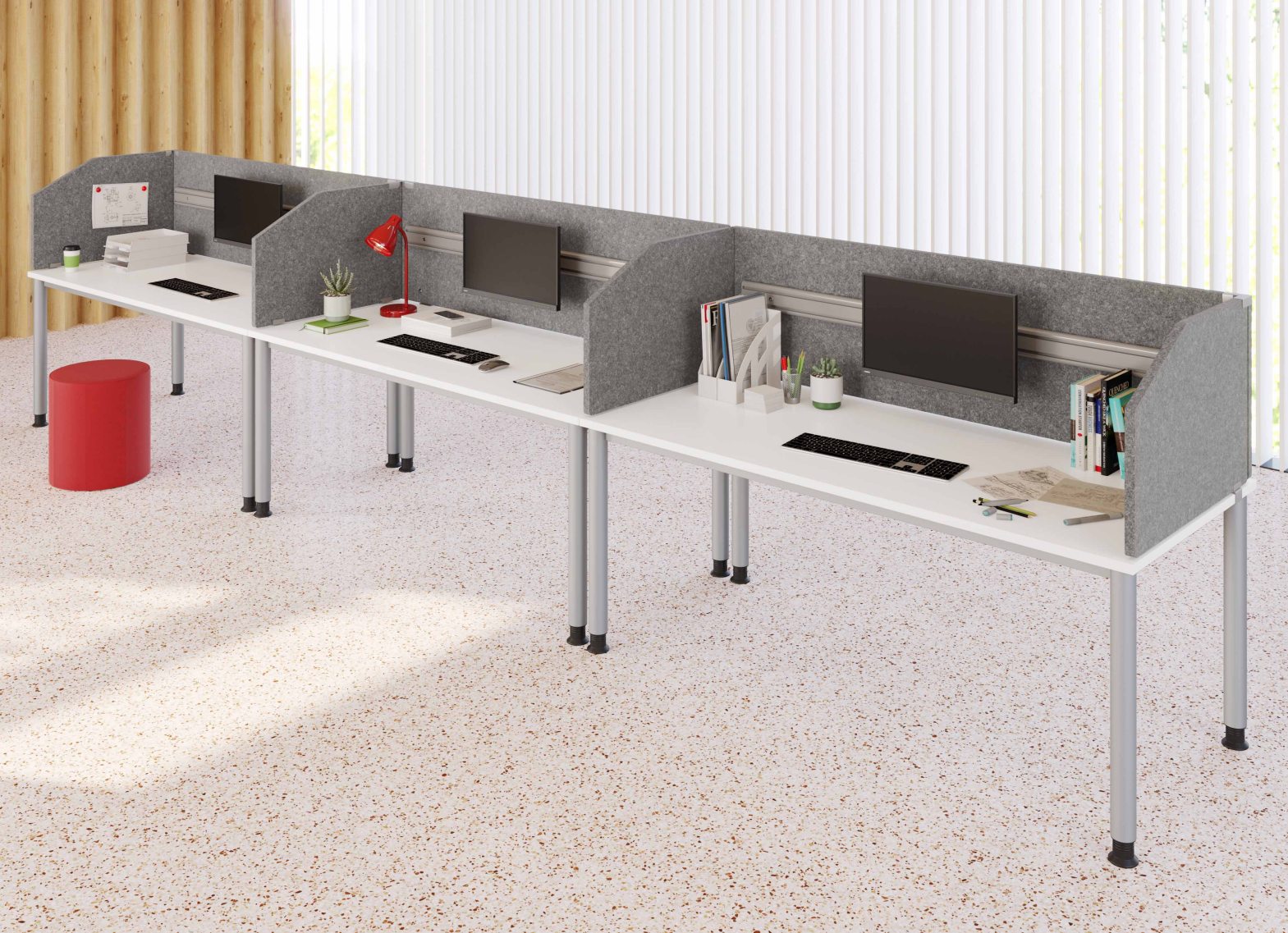 Schreibtisch-Einhausung geräuschabsorbierender Schreibtischwand mit Monitorhalterung