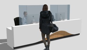 Infektionsschutzwand für den Empfangsbereich