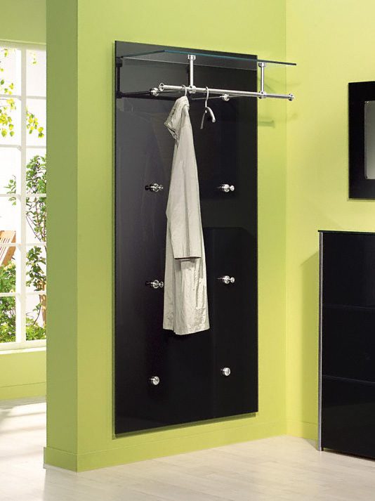 schwarze moderne Glas-Wandgarderobe 