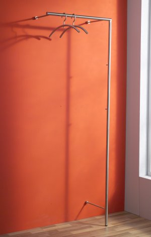 elegante Edelstahl-Wandgarderobe mit Teleskop-Garderobenstange