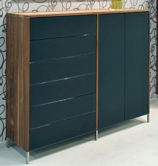 Nussbaum-Highboard Schwarzglas Nussbaum-Highboard Schwarzglas