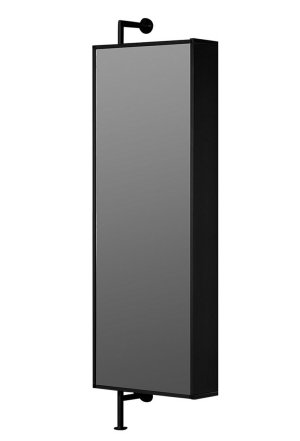 schwarze Wandgarderobe drehbar mit großem Spiegel schwarze Wandgarderobe drehbar mit großem Spiegel