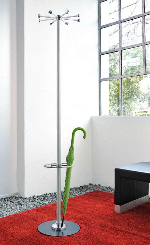 standfeste Standgarderobe drehbare Garderobenkrone Stahl silber pulverbeschichtet