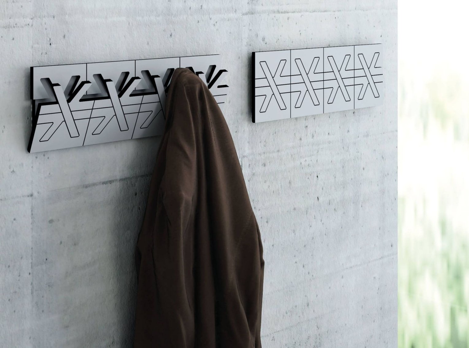 Wandgarderobe flach ein-ausklappbar 8 Garderobenplätze