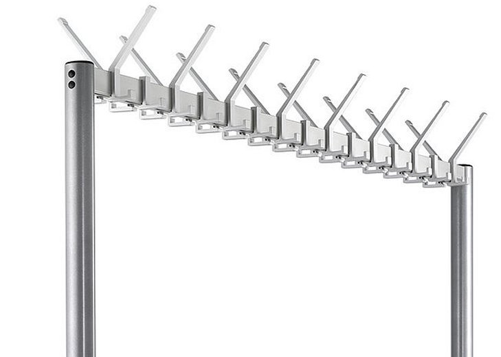stabile Aluminium-Reihengarderobe mit einer hohen Kapazität von Hut- u. Mantelhaken