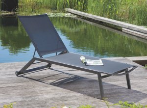 bequeme Gartenliege robuste Aluminium-Gestell mit Laufrollen und atmungsaktiver Textilbezug