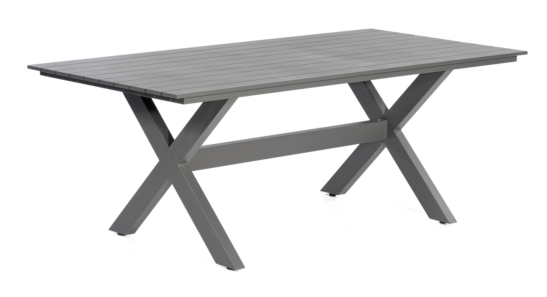 anthrazitfarbener Aluminium-Gartentisch 200 x 100 cm massiv und witterungsbeständig