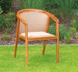 Moderner robuster Gartensessel witterungsbeständig Teak-Massivholz