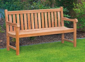 Dreisitzer-Gartenbank / Breite = 150 cm, aus witterungsbeständigen Teakholz