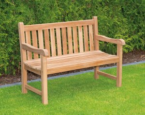 Witterungsbeständige Teakholz-Gartenbank Zweisitzer Breite = 120 cm