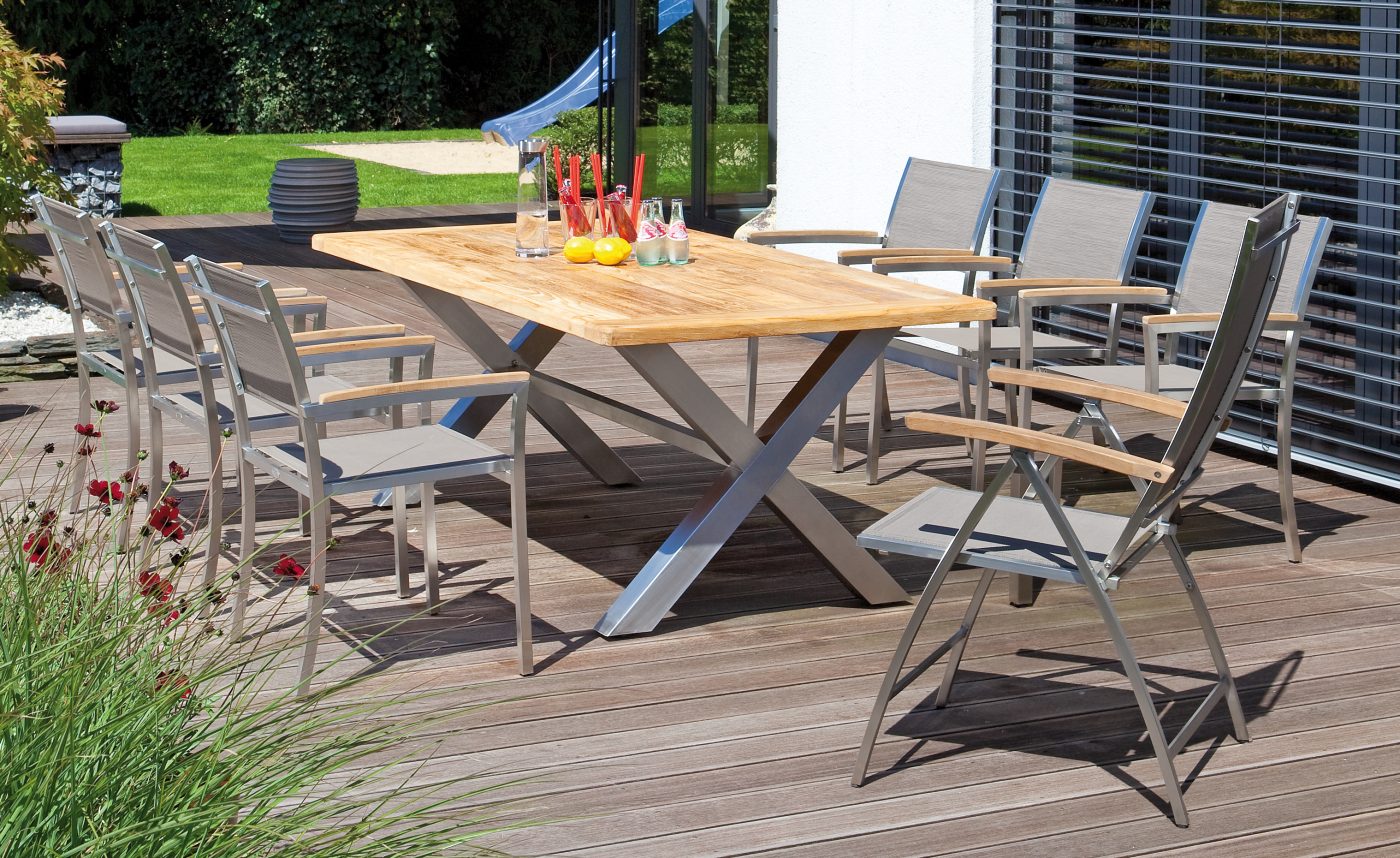 hochwertige Edelstahl-Teakholz-Gartenmöbel