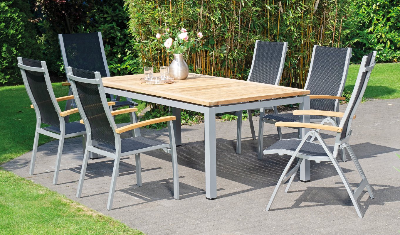 bequeme Gartensessel Netzbezug Gartentisch Teak-Tischplatte moderne bequeme Gartensessel Netzbezug Gartentisch Teak-Tischplatte