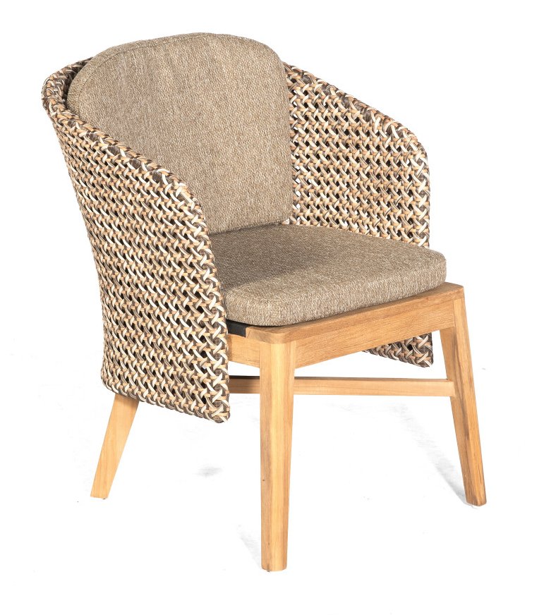 Wetterfester bequemer Geflecht-Gartensessel Teak-Gestell